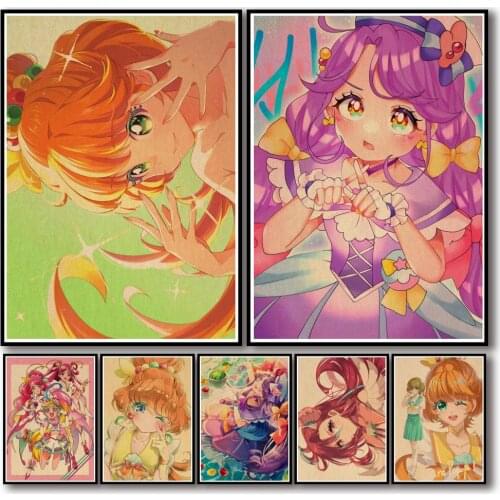 50 Designs Anime Tropical-Rouge! Precure Kraftpaper Poster Artwork Fancy Wall Sticker for Coffee House Bar A3