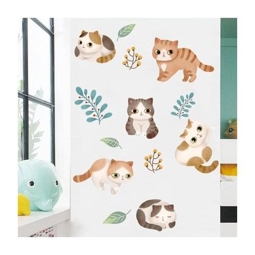 95*83CM Lovely Kitty Wall Sticker Paintings for Baby Room Background Wallpaper Living Room Warm Bedroom Wall DIY Posters Art