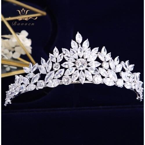 Bavoen Top Quality Brides Crowns Tiaras Zircon Crystal Wedding Hair bands Accessories Evening Hair Jewelry Wedding Gifts