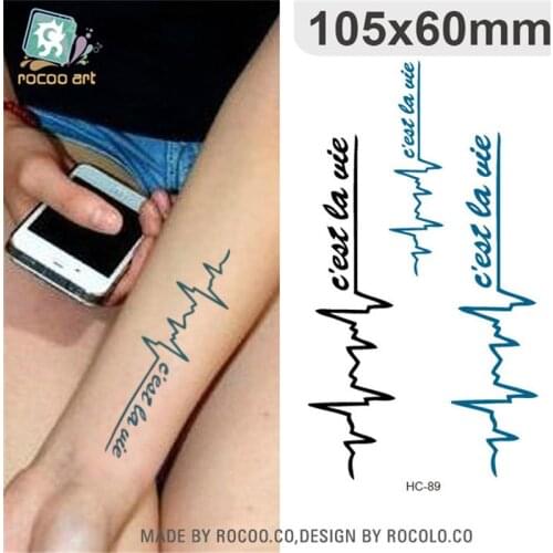 Body Art waterproof temporary tattoos for men and women fashion 3d electrocardiogram design tattoo sticker Wholesale HC1089
