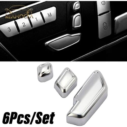 Reamocea 6X Car Interior Decoration Auto Seat Adjustment Button Switch Cover Trim Fit for Benz E/GLK/ML/GL/GLS/CLA C E G B Class