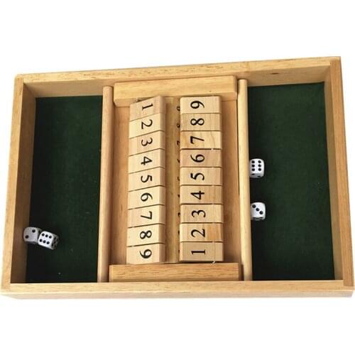 Wooden Traditional two Sided 10 Number Pub Bar Board Dice Party Funny Game Toys Flop Wooden Number Game Toy
