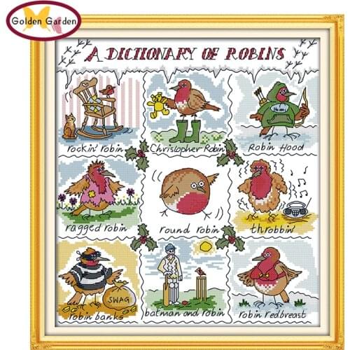GG Little Bird Dictionary Counted Cross Stitch DIY Embroidery Needlework Sets Stamped Cross Stitch Kits For Kids Room Decor