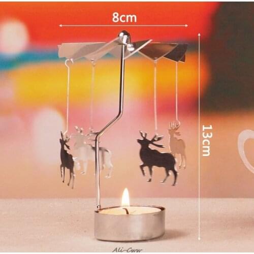 Hot Selling Fashion Rotary Spinning Tealight Candle Metal Tea light Holder Carousel Home Decor Gift