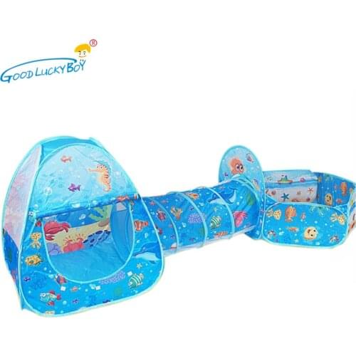 Toys Tunnel Tent Ocean Series Cartoon Game Ball Pits Portable Pool Foldable Children Outdoor Sports Educational Toy With Basket