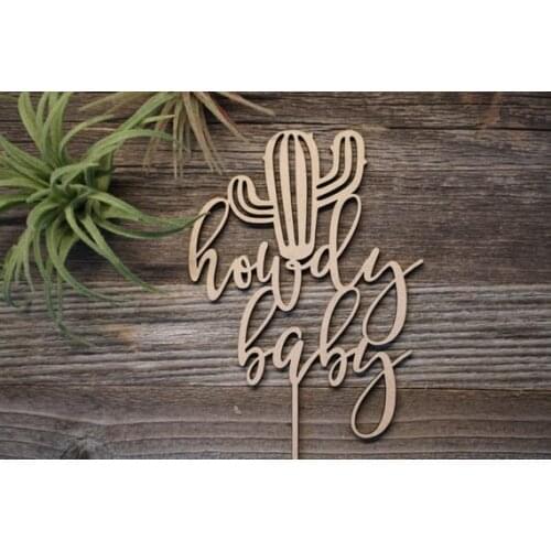 Cactus Cake Topper | Howdy Baby Cake Topper For Baby Shower, Western Theme Cake Topper | Funny Cake Topper | Gag Gift