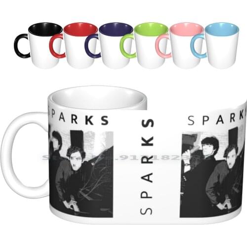 Sparks ( Black Text ) Ceramic Mugs Coffee Cups Milk Tea Mug Sparks Band Russell Mael Ron Mael Mael Ron Russell 1970s 1980s