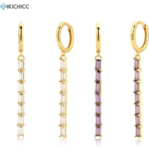 Kikichicc European 925 Sterling Silver Gold 30mm Line Women Fashion Crystal Jewelry Women Rock Punk Wedding Jewelry 2020