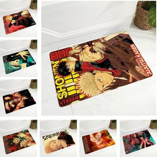 Jujutsu Kaisen Print Door Mat Decor Cartoon Anime Art Floor Doormat Non-Slip Soft Flannel Carpet for Kitchen Hallway 40X60CM