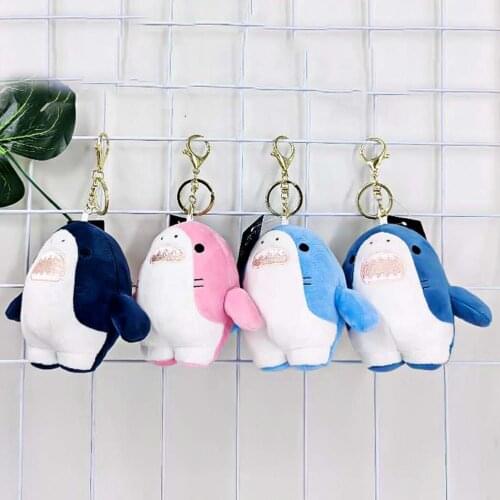 Creative Simulation Shark Shaped Plush Stuffed Doll Toy Keychain Bag Decor Gift Pendant Birthday Gift