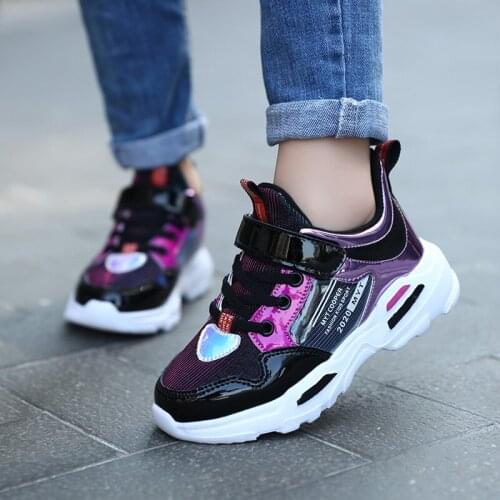 2020 Autumn New Kids Shoes for Girls Shoes Fashion Mesh Breathable Children Shoes Students Running Sneakers Non-slip Gym Shoes