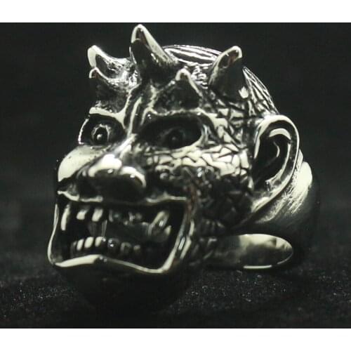 Mens Boys 316L Stainless Steel Cool Evil Demon Night King Gothic Newest Ring For Gift