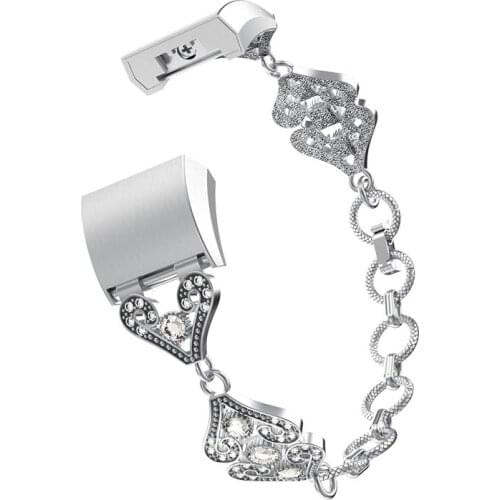 Stainless Steel & Bling Crystal Stone watch band strap for Fitbit Charge 2 replacement watchband Adjustable Bracelet metal strap