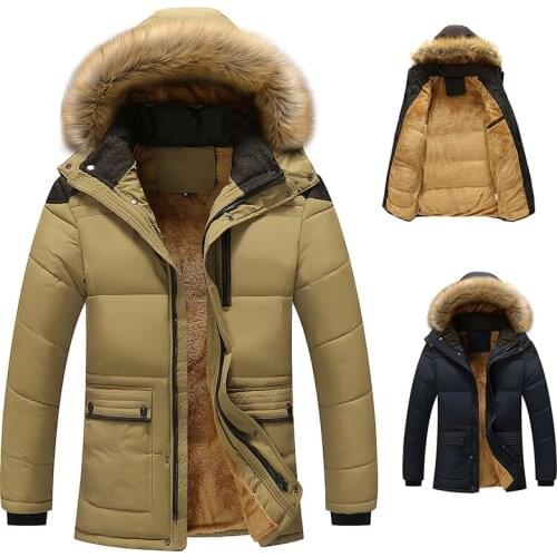 New Men Winter Solid Color Jacket Mens Windproof Stand Collar Warm Thick Long Jacket Soft Comfortable Fashion Casual Snow Coat