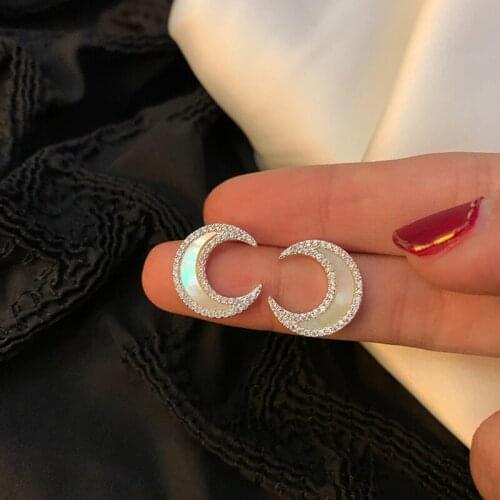 ZDMXJL 2021 New Trend Women Earring Simple High Class Moon Pandora 925 Original Ear Stud Zircon Earrings Jewelry Accessories