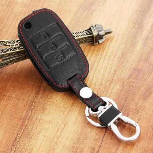 New design Leather key chain ring cover case holder For Kia Rio Sportage QL Ceed Sorento cerato K2 K3 K4 K5,3 Buttons fold key