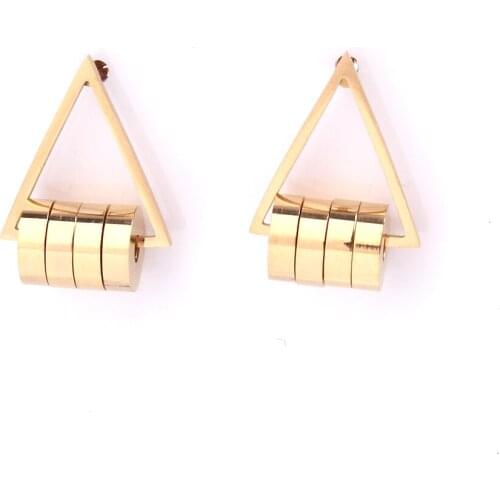 OL Golden silver colory Triangle four circle Stud Earrings 316L Stainless Steel for women wholesale