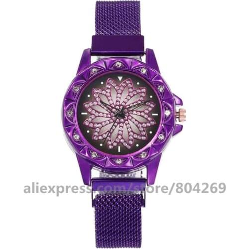 Wholesale Women Wristwatch Flower Rhinestone Alloy Quartz Watch Women Magnet Fashion Hot Casual Female Watches 920641