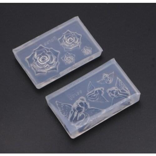 Handmade Rose Flower Cherub Angel Epoxy Resin Mold Floral Earrings Bracelet Keychain Resin Casting Molds Art Craft Tools