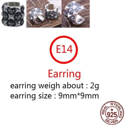 E14 S925 sterling silver earrings personality retro punk hip-hop style cross flower alphabet ear clip shape popular jewelry hot