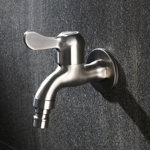 Stainless Steel Water Faucet Wall Mounted Bibcock Bathroom Washing Machine Faucet Toilet Bibcock Outdoor Garden Mop Pool Tap