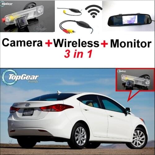 3 in1 Special Rear View Camera + Wireless Receiver + Mirror Monitor DIY Parking System For Hyundai Avante XD HD MD UD