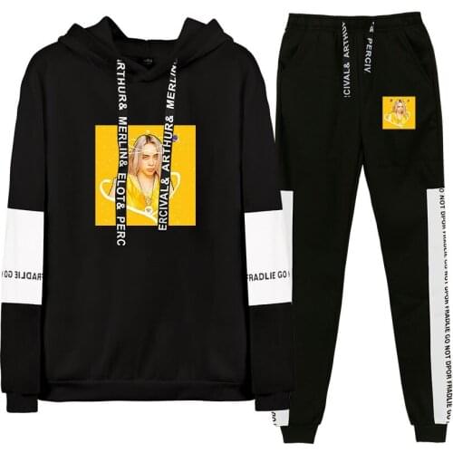 Hoodie Sweatshirts+Sweatpants Suits Autumn Winter Warm Black Pullover Men and Women Sportswear