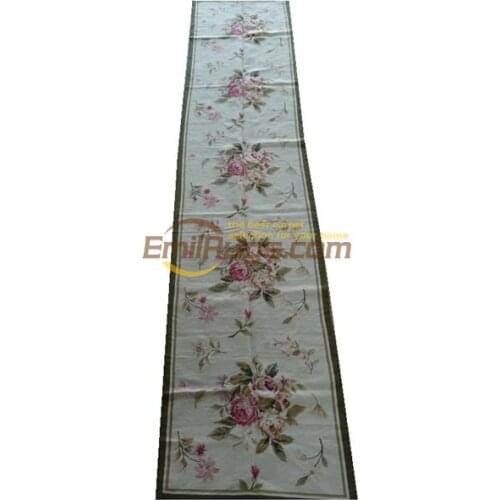 Old Hand-made Traditional Wool Needle-point runner Carpet Vintage Wool Needlepoint Floral Carpet Knitted Classic Knitting