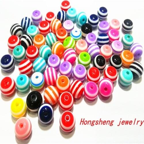Choose size) 12mm/16mm mix color chunky Resin Stripe Beads For Chunky Necklace Fashion jewelry, Free shipping