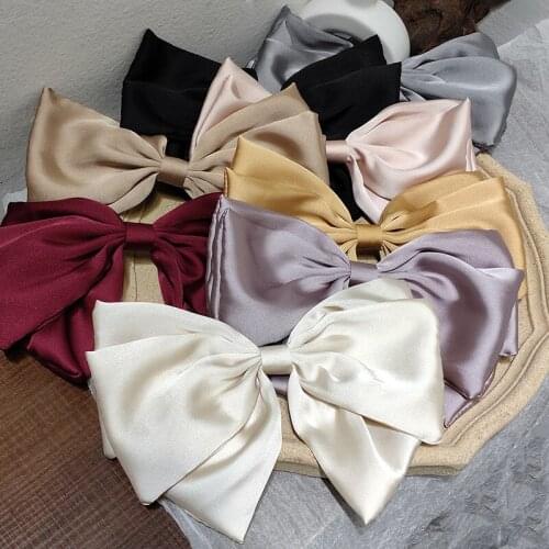 Vintage Fashion Three Layers of Satin Bow Ribbon Hair Clip Korean Headwear Spring Ponytail Clip Simple Hairpins Woman Headwear
