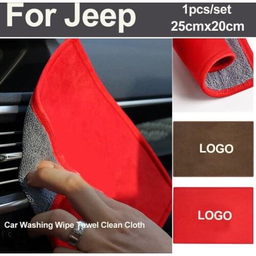 1pcs Red/Brown Soft Chamois Car Wash Microfiber Car Cleaning Drying Cloth Car Wash Towel For Cherokee Liberty Rubicon Wrangler
