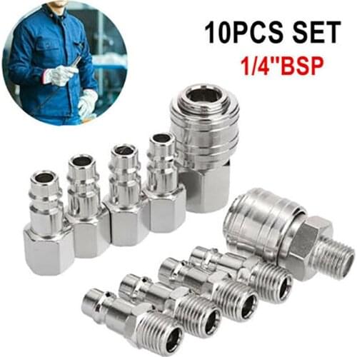 10Pcs Euro 1/4\'\'BSP Air Line Fitting Hose Compressor Quick Release Connector IA2 Air Line Hose Compressor Fittings