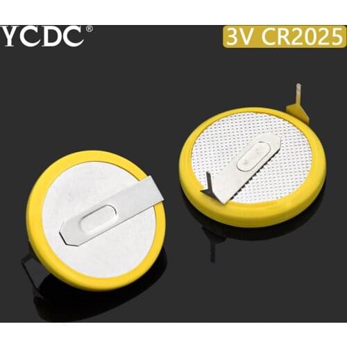 2Pcs 3V 150mAh Soldered 2 Pins CR2025 CR 2025 Button Coin Battery With 2 Solder Tabs For Main Board Remote Control Game Toy