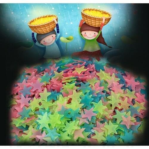 30PC 3D Star and Moon Wall Stickers Energy Storage Fluorescent Kids Bedroom Fluorescent Glow In The Dark Snowflake Wall Stickers