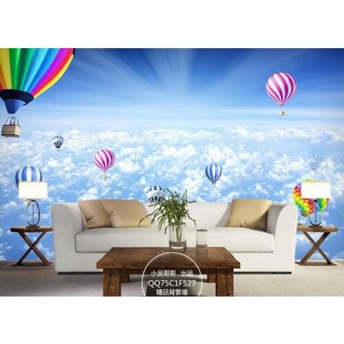 Custom 3D wallpaper for walls 3 d wall murals sky clouds balloon only beautiful 3d setting wall murals wallpaper for living room