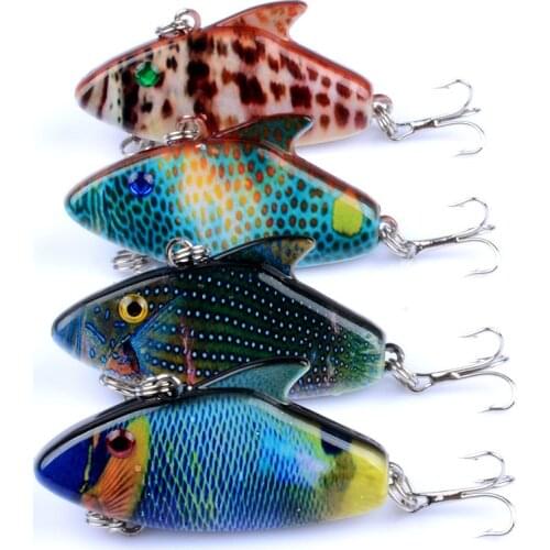 4Pcs/Lot 5.5cm/7.9g Hot Sale Vib Crankbait Lifelike Fishing Lure 3D Painting Fishing Bait Slow Sinking Hard Fish Wobbler Pesca