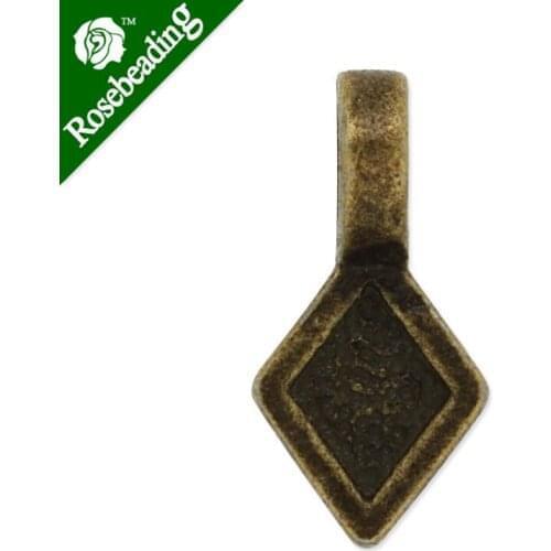 8x16mm Vintage rhombus Bails,Match Glue On Pendant Bails for Jewelry,Zinc Alloy Filled,Antique Bronze plated,50pcs/lot-C4566