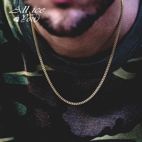 AILLICEONYOU 3mm Maiami Hip Hop Rappers Gold Stainless Steel Rope Link Cuban Chain Franco Necklace Jewelry For Men and Women