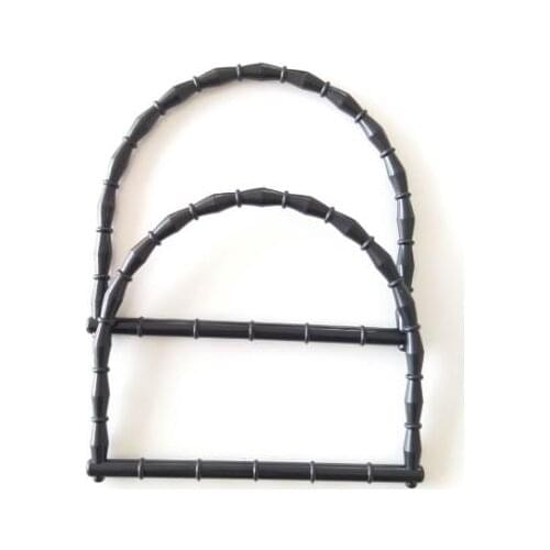 Bamboo looking plastic handle bag black color A9