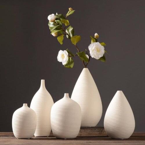 White Ceramic Vase Decoration Creative Modern Minimalist Living Room Table Flower Arrangement Flower Home Soft Decoration