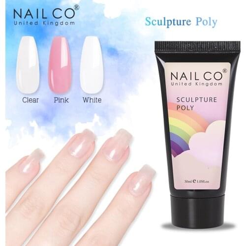 NAILCO White Pink Clear Sculpture Gel UV Nail Gel Poly Jelly Extension 30ml Acrylic Nail Builder Quick Crystal Extend Soak Off