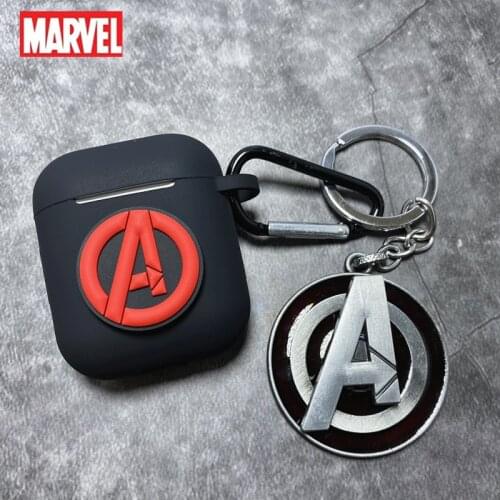 Cartoon Marvel Earphone Case For Apple Airpods 1 2 Solicone Bluetooth Headphone CoverFor Airpods 1/2 With Rotating Keychain