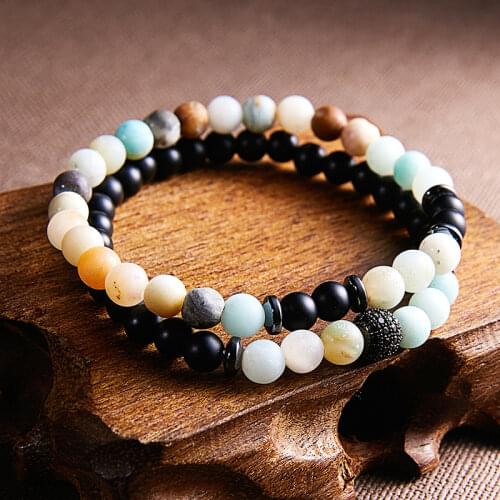 Diffone 2pcs/pair Real Natural Stone Bracelet For Lovers Disco Ball Paired Braslet Distance Couple Brazalete Jewelry Accessories