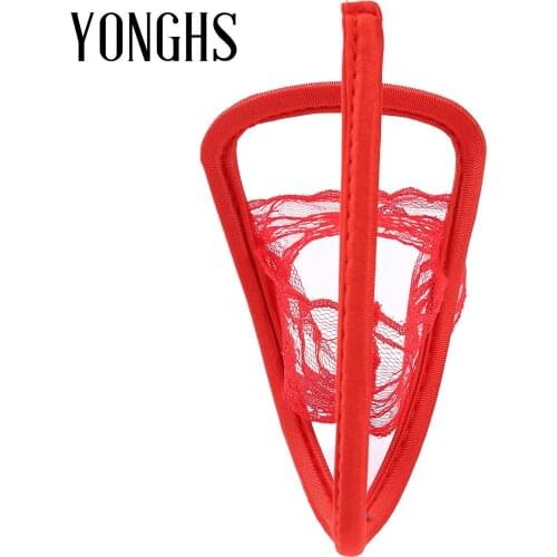 Erotic Apparel Mens Lingerie C-String Underwear Sissy Panties See Through Sheer Mesh C-String Briefs Lace Invisible Underwear