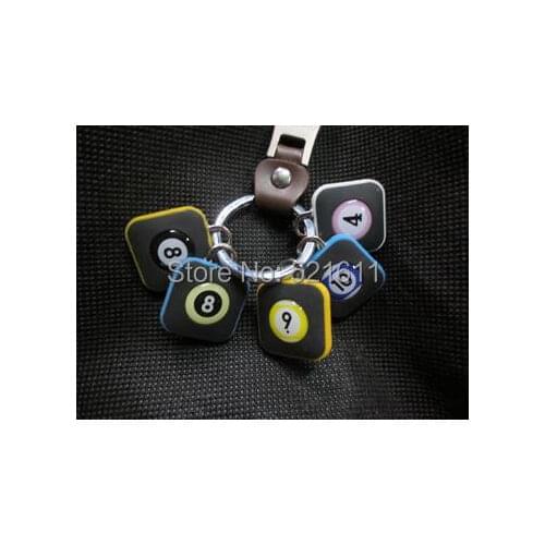 Freepost 15pcs/lot Square billiard balls keyring as billiard balls No1~No 15 keychain billiard snooker accessories