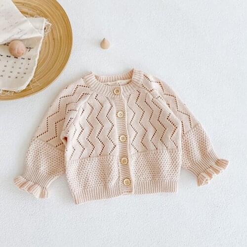 Baby Girls Cardigan Sweater Wave Fishtail Long Sleeve Autumn Cotton Top Baby Clothing Toddler Girls Knitted Coat Winter Clothes
