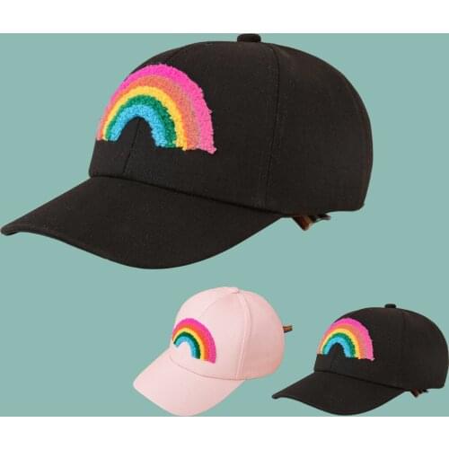 Parent-Child Cap Leuke Stijl 2 Tot 7 Jaar Kid Roze Hoed Meisjes Regenboog Baseball Cap Zon Bescherming Zomer Strand Vakantie
