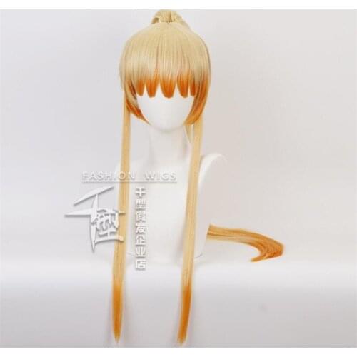 Kimetsu no Yaiba Anime Demon Slayer Agatsuma Zenitsu Women Ponytail Long Wig Cosplay Costume Heat Resistant Synthetic Hair Wigs