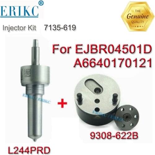 ERIKC 7135-619 Common Rail Injector Repair Kits Nozzle L244PRD Valve 9308-622B for Delphi Ssangyong EJBR04501D A6640170121