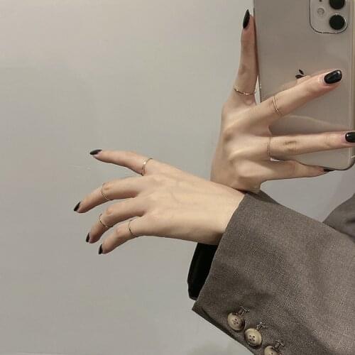 10Pcs/Set Fashion Punk Minimalist Round Rings Set for Women Gold Plated Metal Knuckle Finger Accessories Vintage Jewelry Party